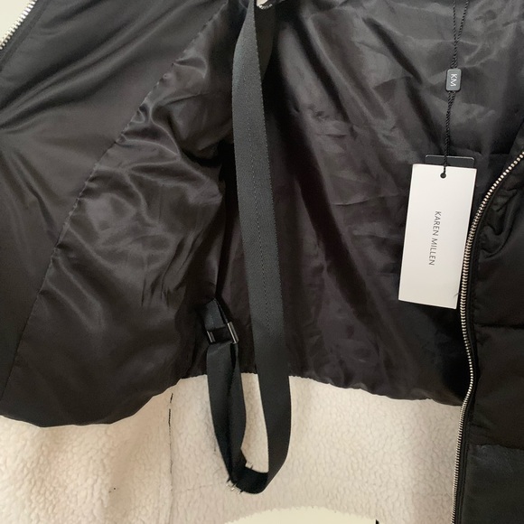 SOLD Black Puffer Coat with Sherpa and Leather - Picture 5 of 6